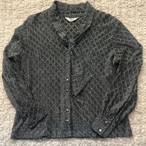Vintage Grey/Silver Long Sleeve Blouse (M)